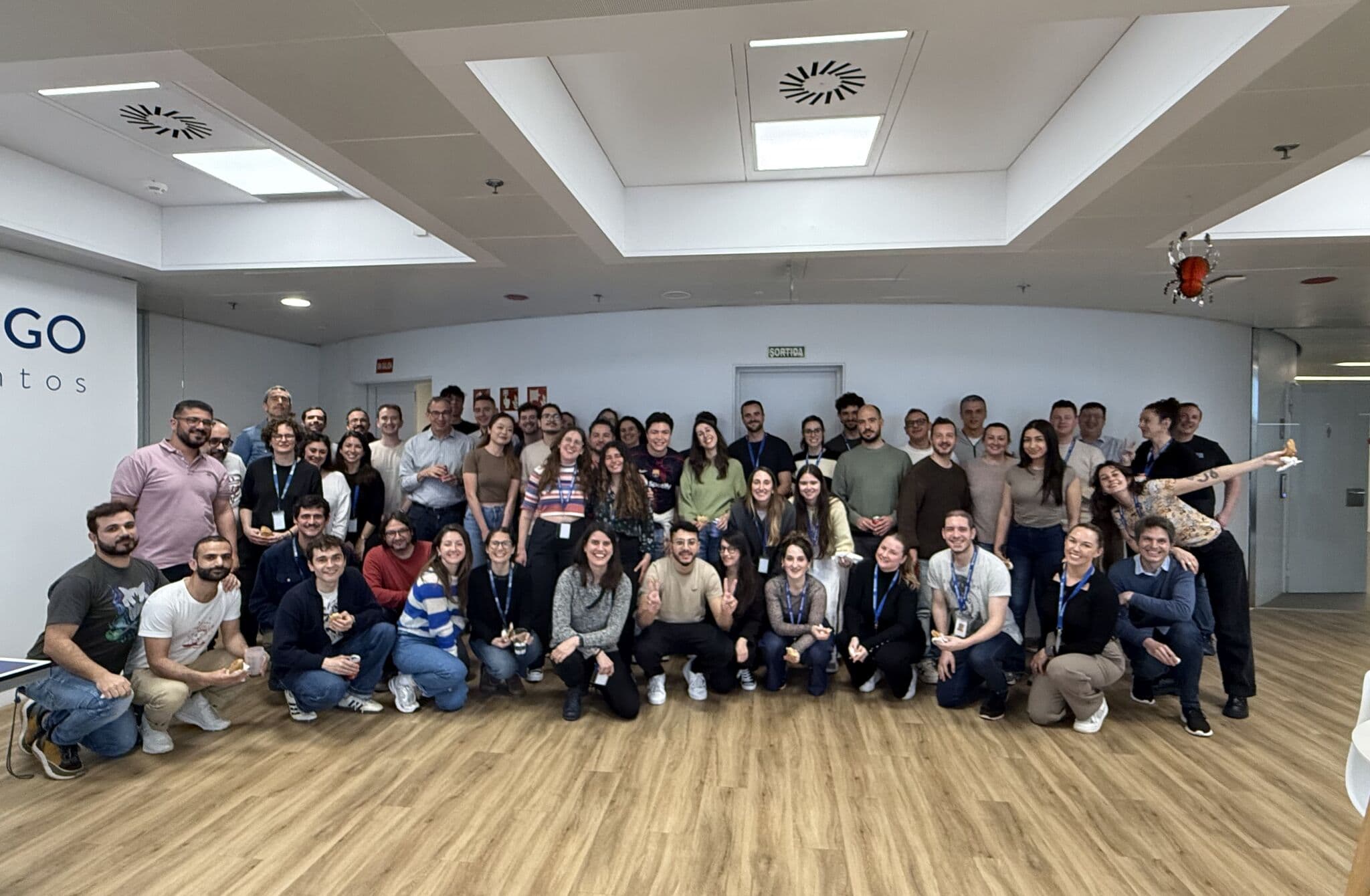 The Freightos team gathered together at the Barcelona office